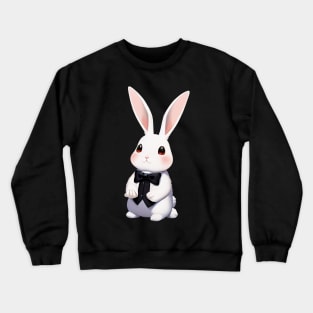 Cute Bunny Rabbit Wearing Black Ribbon Crewneck Sweatshirt